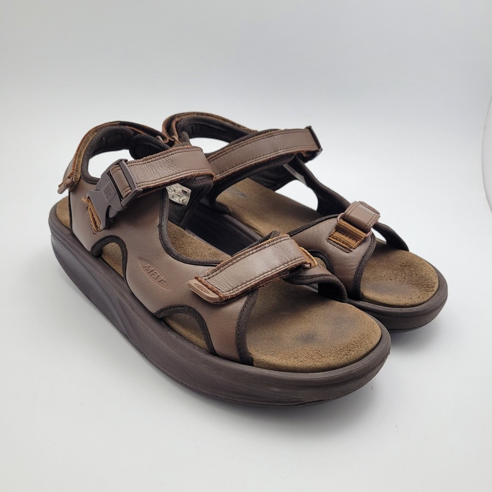 MBT Kisumu 3S Men's Sandals 8-8.5 Brown Leather Rocker Sole Orthopedic Walking